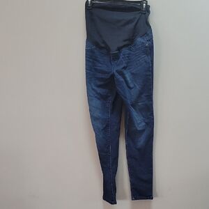 Maternity Dark Blue Skinny Jeans with Stretch Panel